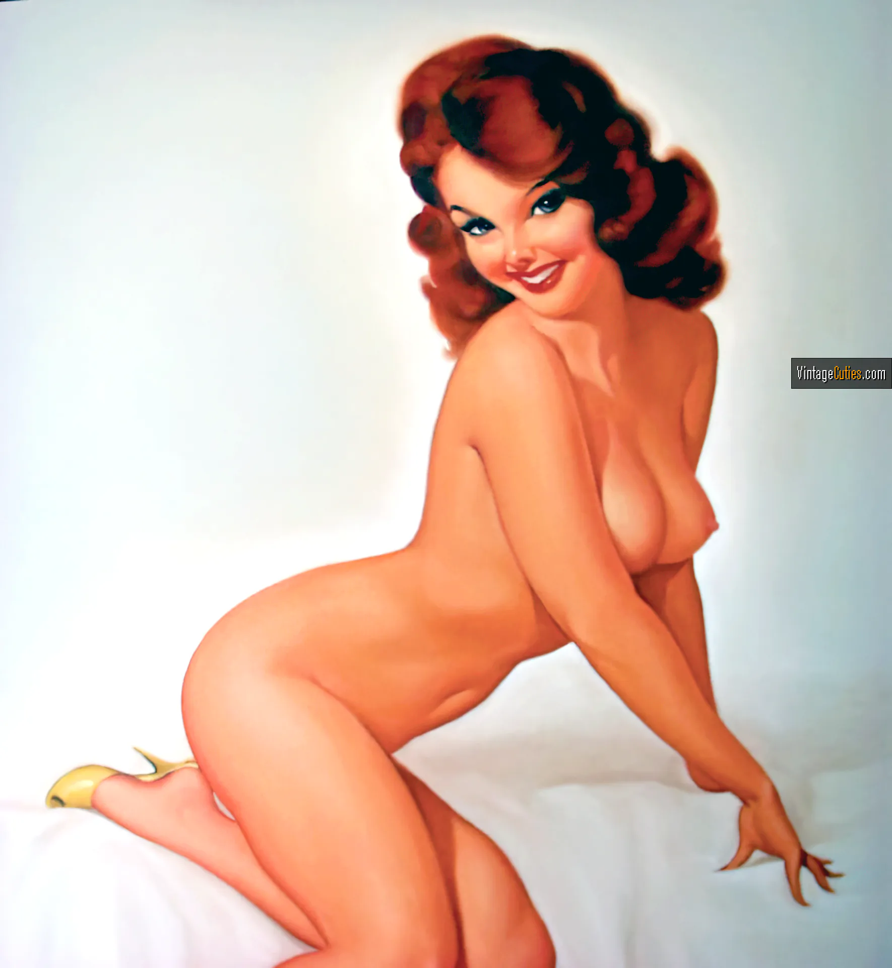 Naughty classic redhead seduces with her soft booty and perky boobs